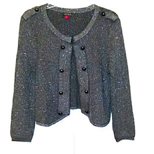 Vince Camuto Charcoal Gray Sweater Evening Night Out Silver Metallic Size M NWOT